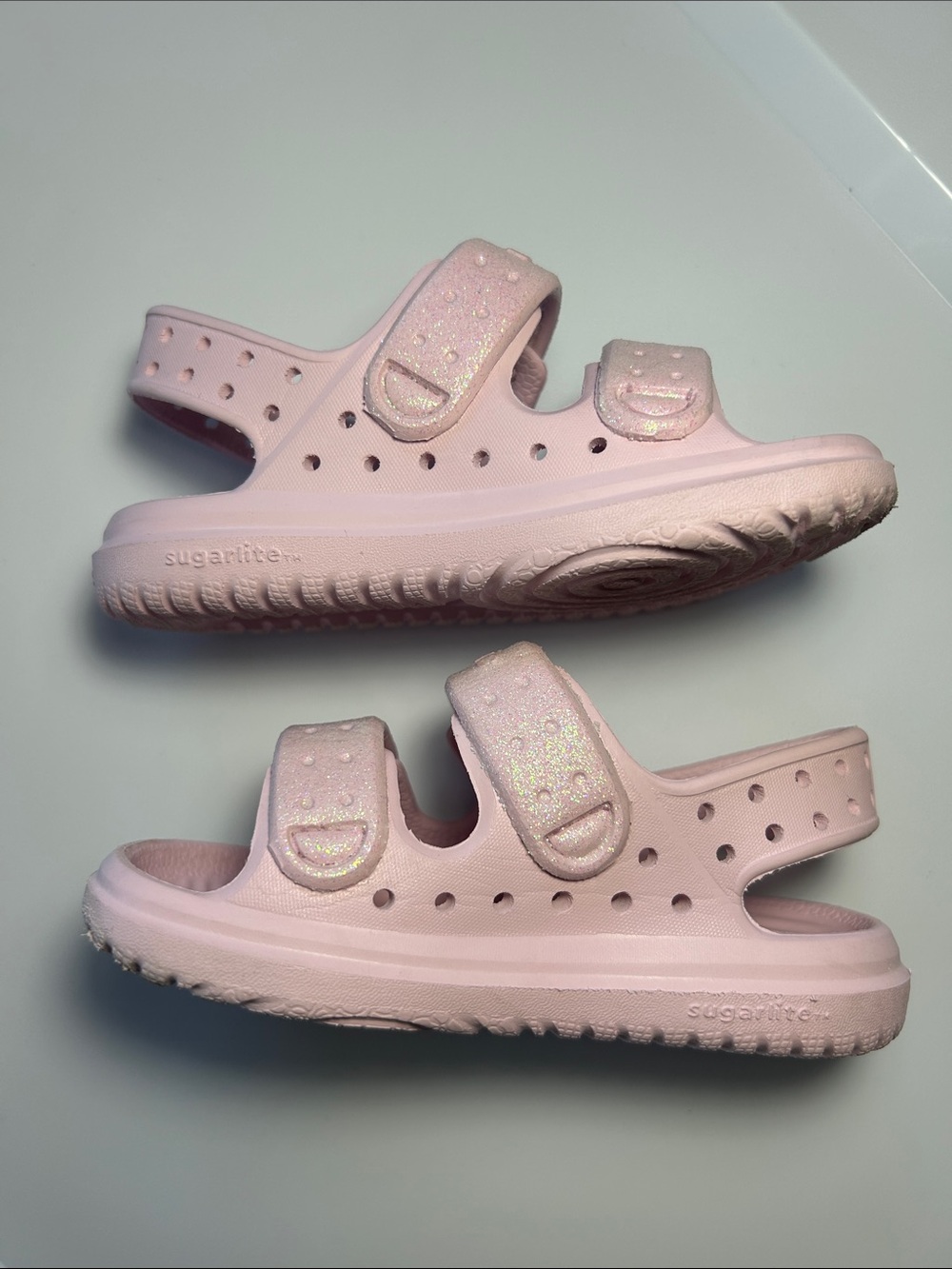 Native Shoes Kids Chase Barely Pink Glitter Strap Sandals Toddler size 6 (6C) - Picture 5 of 8